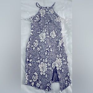 Blue & white floral mini dress